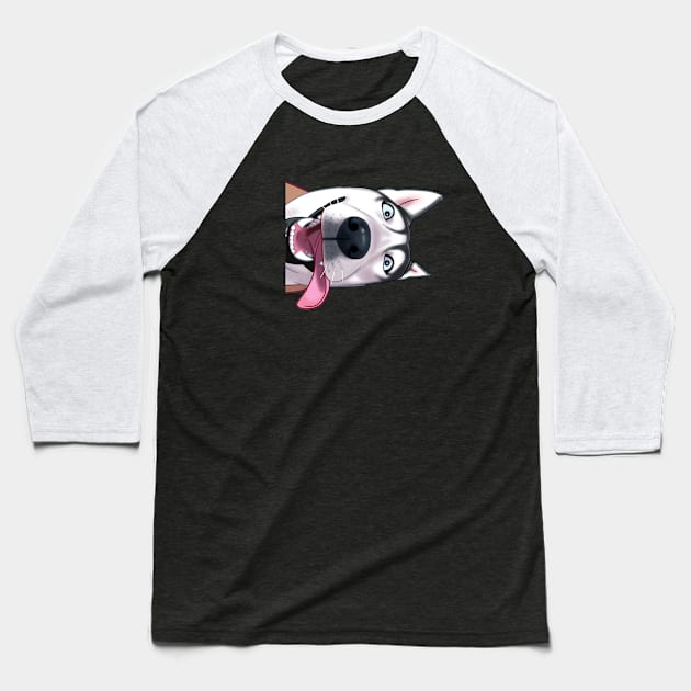 Funny Siberian Husky Face Baseball T-Shirt by Toss4Pon